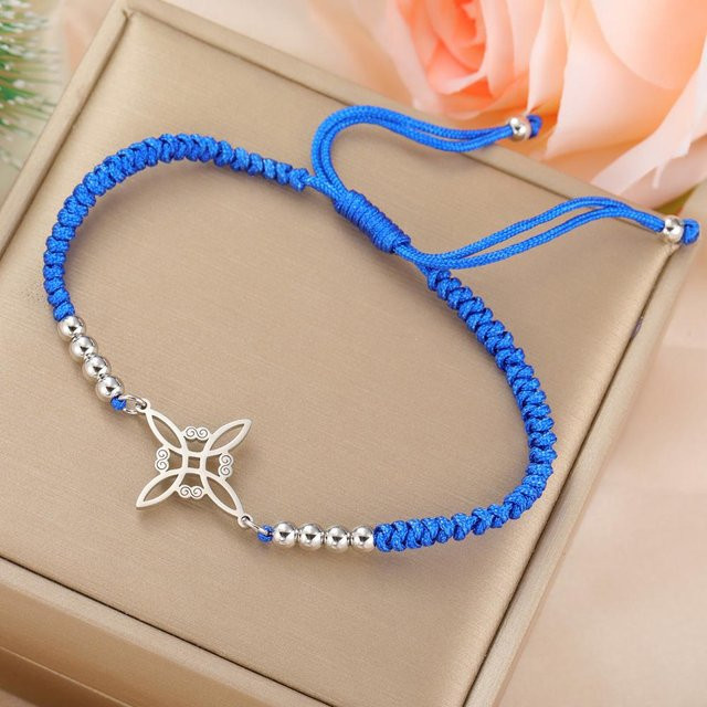 Dawapara Armband, Hexenknoten Charme, Perlenkette, Edelstahl, Damen, blue - Bild 1