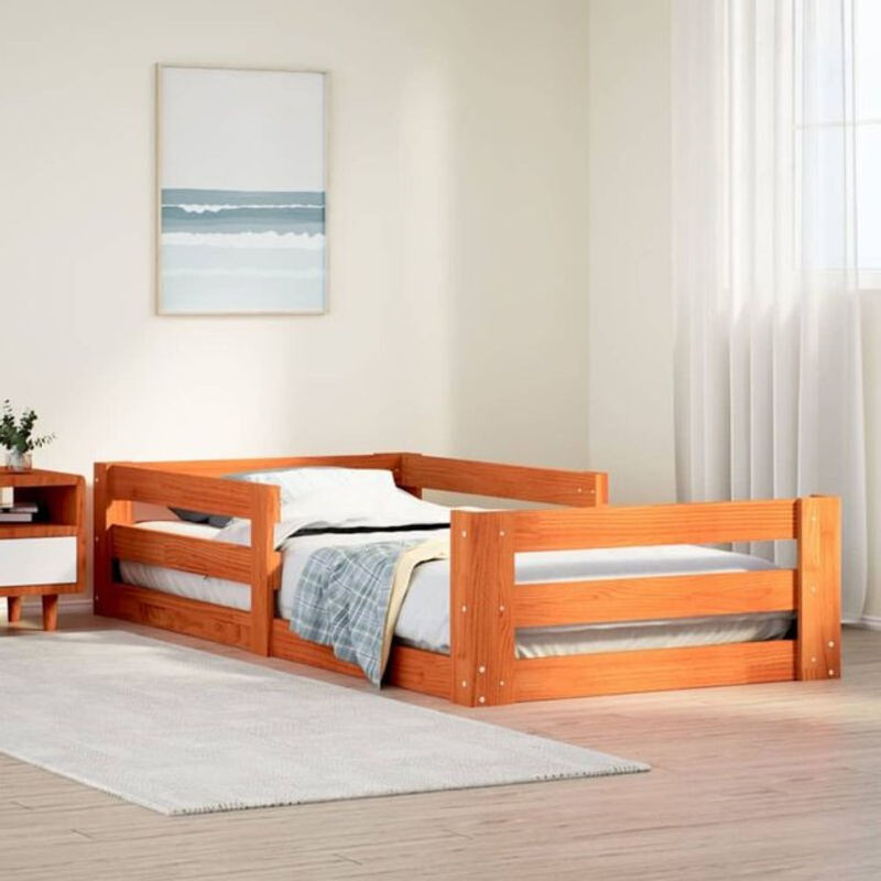 Massivholzbett Vidaxl aus Kiefer in Braun im Landhausstil, B/T/H: 160 x 80 x 41,5 cm - Bild 1