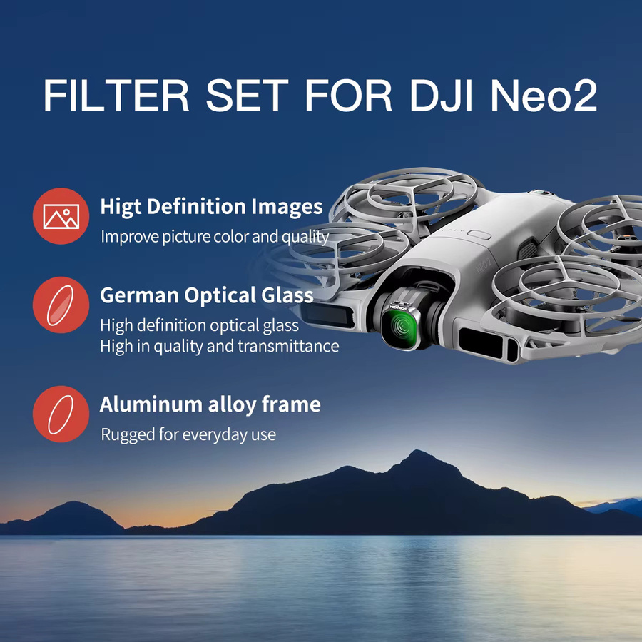 Mecoright Professionelles Kameraobjektivfilter-Set für DJI NEO 2 Drohne in Schwarz mit ND, CPL, UV, Black Mist und Anti-Light Pollution Filtern - Bild 3