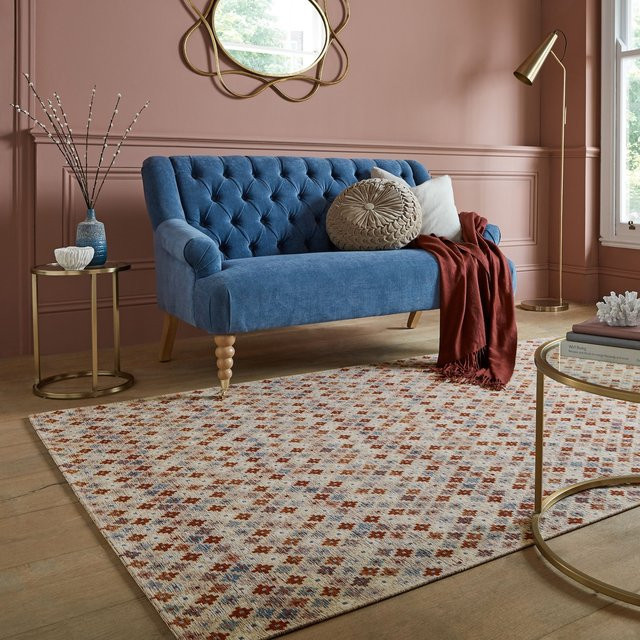 Boho Teppich Kadima Design COQUET in Rot-Bunt mit Rautenmuster, B/T: 200 x 290 cm - Bild 1