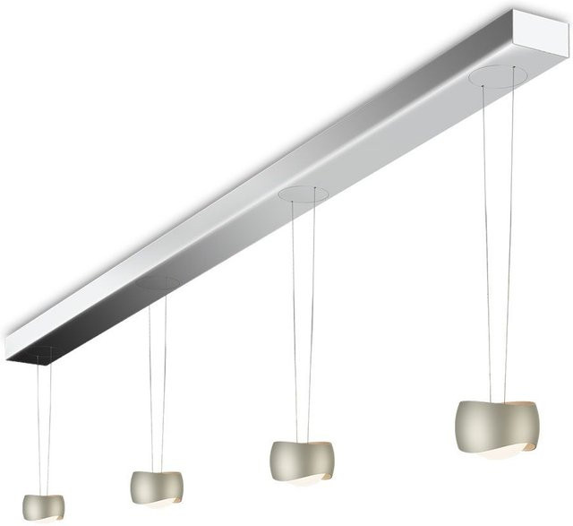 Oligo Curved Slack-Line LED-Pendelleuchte 4-flammig in Beige und Chrom mit Tunable White (2200K - 5000K) und Casambi-Steuerung - Bild 1