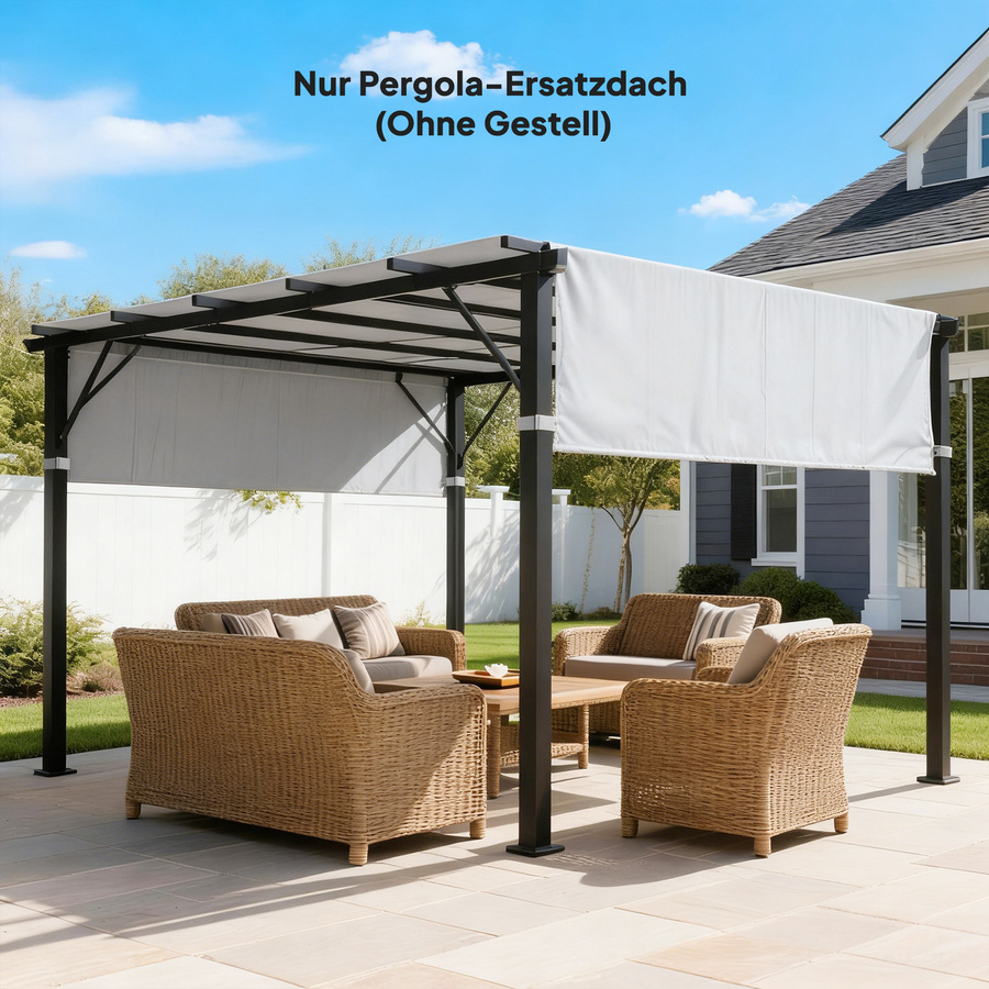Outsunny Ersatzdach für Pergola und Pavillon mit UV-Schutz, Sonnensegel für Terrassenüberdachung, Hellgrau, B/T: 488 x 122 cm - Bild 2