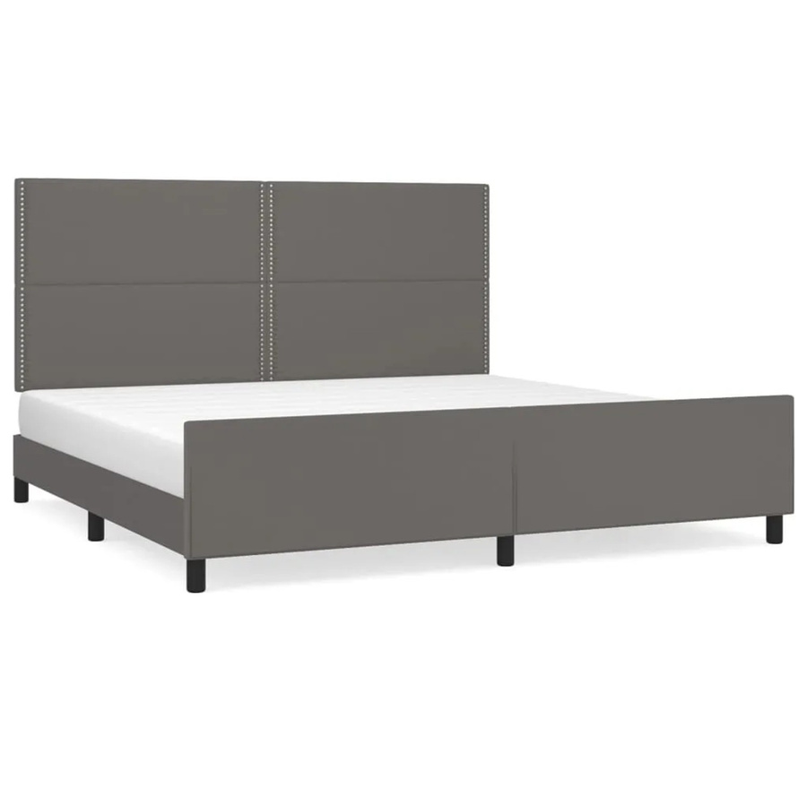 vidaXL Bettgestell mit Kopfteil in Grau aus Kunstleder und Holz, B/T/H: 200 x 203 x 128 cm - Bild 2