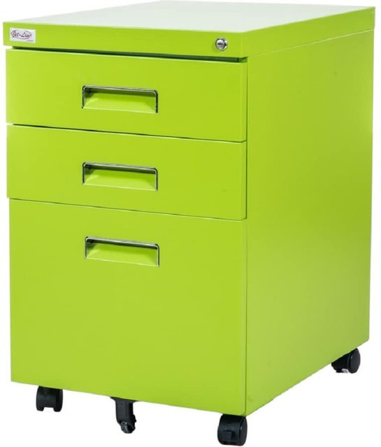 Jet-line Büro Rollcontainer PAUL mit 3 Schubladen und Hängeregistratur in Grün - Bild 1
