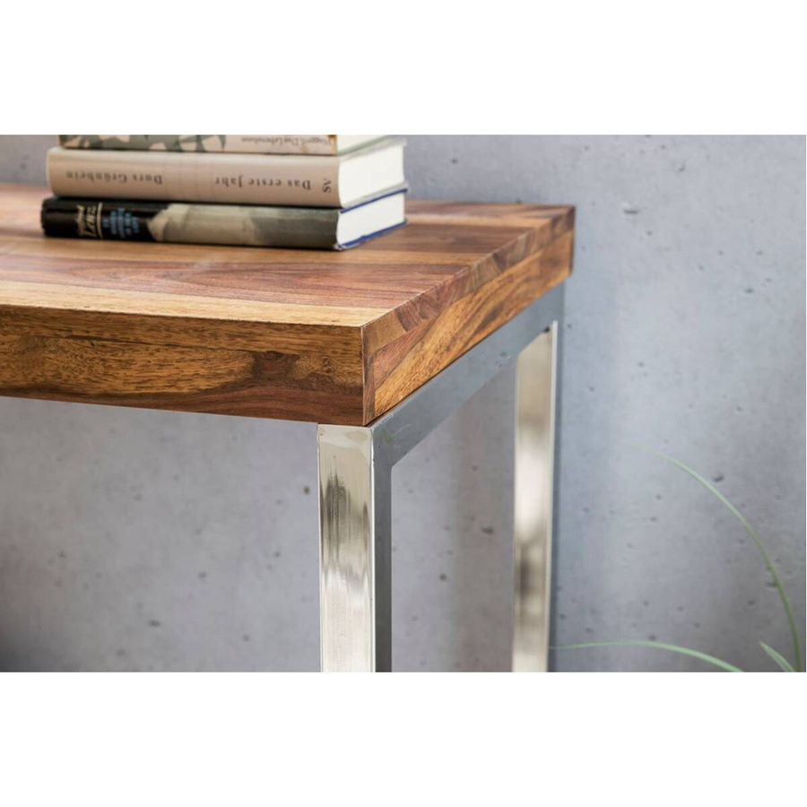 Wohnling Konsolentisch aus Sheesham Massivholz in Braun mit Chrom-Elementen B/T/H: 120 x 45 x 77 cm - Bild 4