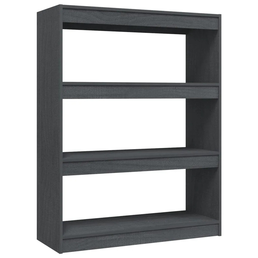 vidaXL Bücherregal und Raumteiler aus Kiefer Massivholz in Grau, B/T/H: 100 x 30 x 103 cm - Bild 2