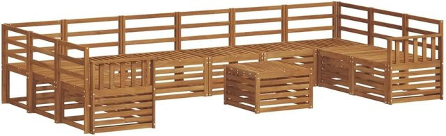 vidaXL Sofagarnitur aus Massivholz Akazie in Braun mit Tisch, Ecksofas und Sesseln im U-Shape Design - Bild 1