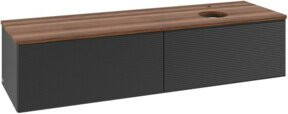 V&B Antao Waschtischunterschrank mit Frontstruktur und LED-Beleuchtung, Wandmontage, B/T: 160 x 50 cm, Blau/Weiss - Bild 1