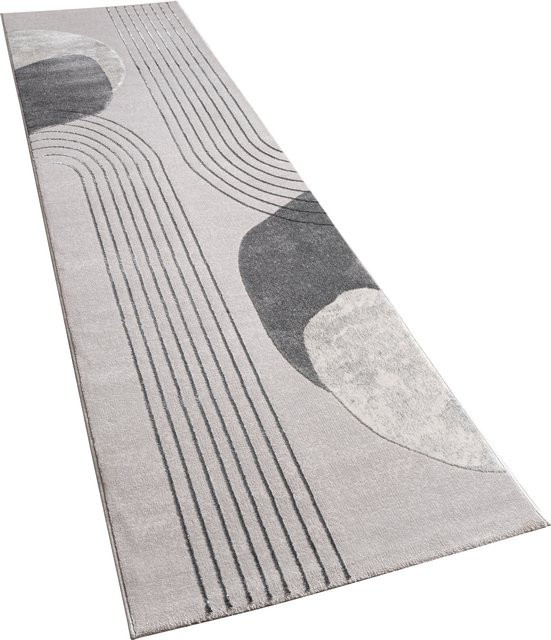 Teppich Tiana grau beige mit Hoch-Tief-Effekt und geometrischem Design, B/T: 80 x 300 cm - Bild 1