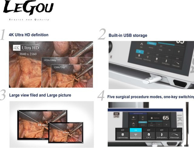 LeGou Professional Ikeda Medical 4k Tower mit UHD-Kamera-Lichtquelle in Weiß - Bild 1