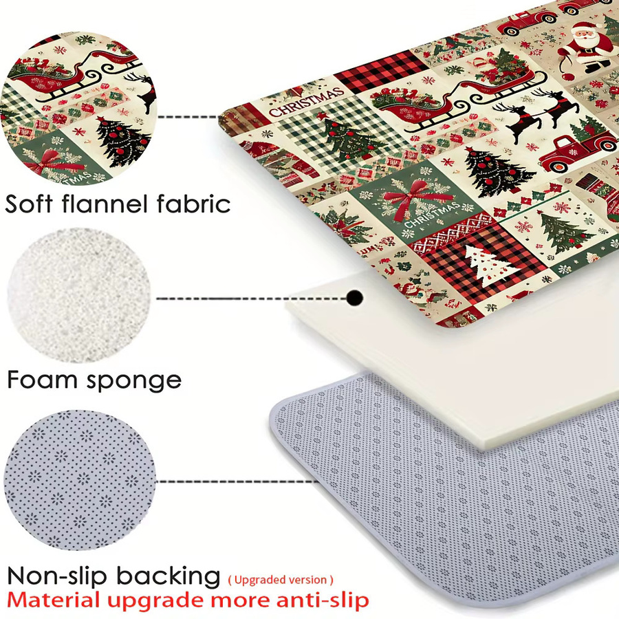 VIKAMA Vintage Weihnachts-Tartan-Teppich als weiche dekorative Fußmatte für den Eingangsbereich - Bild 6