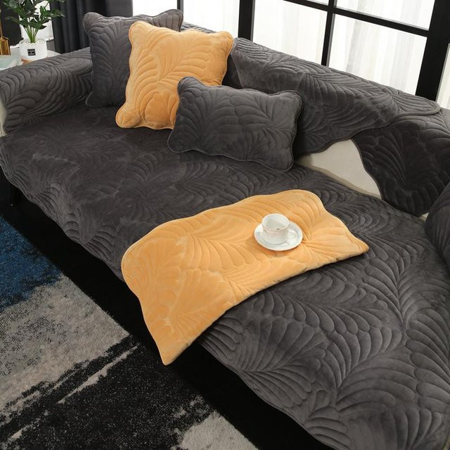 Modernes quadratisches Sofakissen aus gestepptem Plüsch in Grau, B/B: 70 x 70 cm - Bild 1