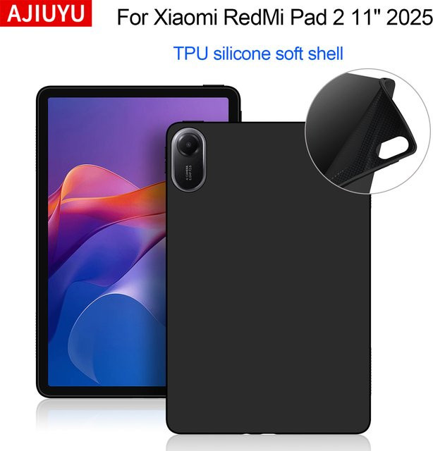 AJIUYU Silikon-TPU Schutzhülle für Xiaomi Redmi Pad 2 11 Zoll 2025 in Schwarz - Bild 1