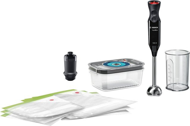 Bosch ErgoMixx MS6CB61V1 Stabmixer-Set mit VakuumFrischhaltesystem in Piano Black/Anthrazit - Bild 1