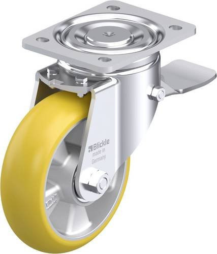 Blickle Stahlblech-Lenkrolle LH-ALTH 160K-ST-CO in Silber und Gelb mit 160 mm Rad-Durchmesser und 750 kg Tragfähigkeit - Bild 1