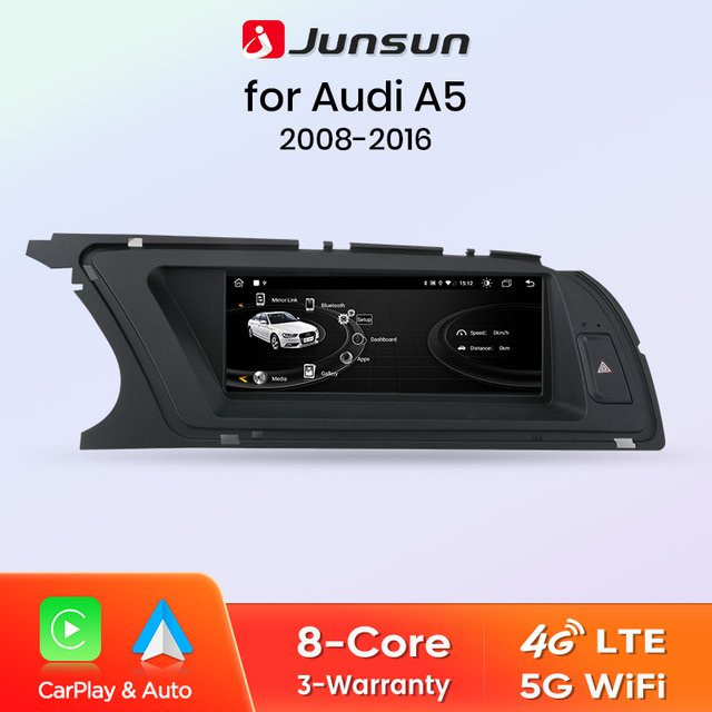 Junsun 4G WiFi Wireless CarPlay Android Autoradio für Audi A5 2008-2016 mit GPS Navi und Touchscreen in Schwarz - Bild 1