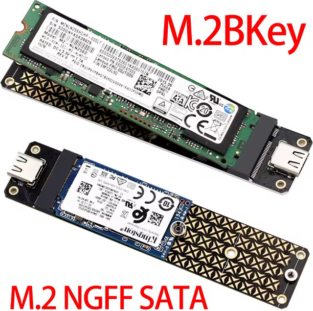 ALLOYSEED M.2 SSD zu USB 3.1 Adapter mit USB-C Anschluss für SATA und NVMe, B+M Key und M Key, Schwarz - Bild 1