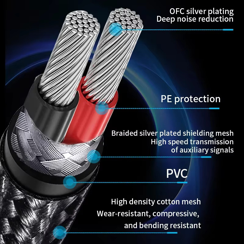 YYTCG Hifi Audio Kabel mit 4,4mm auf Dual 2xlr Symmetrischer Stecker und Buchse, versilbertes OFC Kabel in Schwarz/Silber - Bild 2