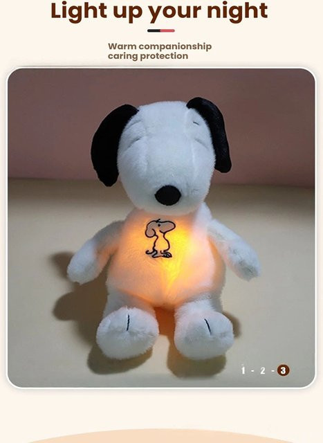Bandai Snoopy Baby-Beruhigungs-Plüschpuppe, weiß, mit Musik und Licht - Bild 1