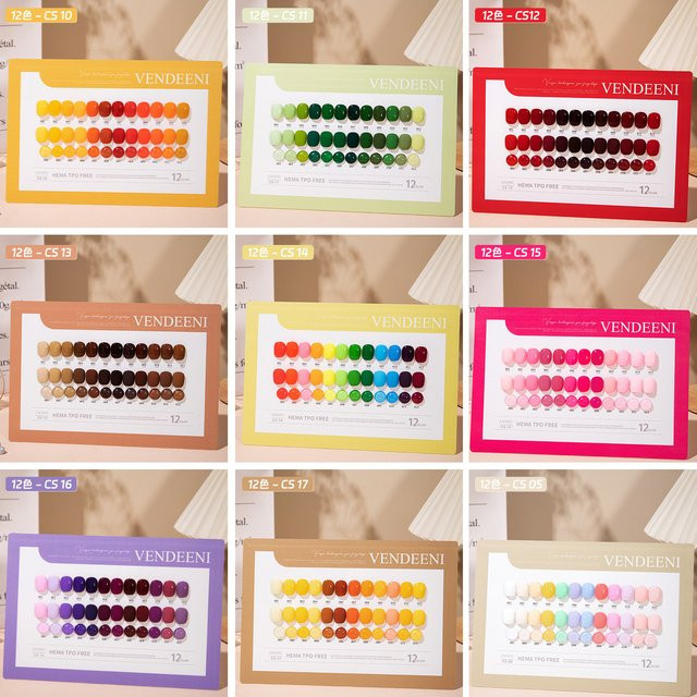 Vendeeni Nail Gel Polish Set, 12 Farben, Glänzend, HEMA-frei - Bild 1