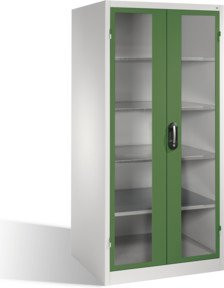 C+P Werkzeugschrank XXL mit Sichtfenster-Drehtüren, 4 Böden, Front Resedagrün, Korpus Lichtgrau, H x B x T: 195 x 93 x 80 cm - Bild 1