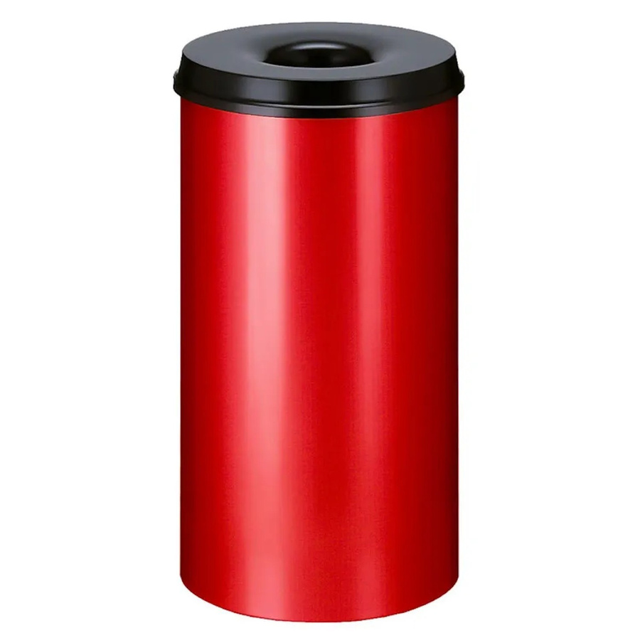 PROREGAL Selbstlöschender Papierkorb und Abfallsammler aus Metall, 50 Liter, Rot und Schwarz, H: 63 cm, Ø: 33,5 cm - Bild 2