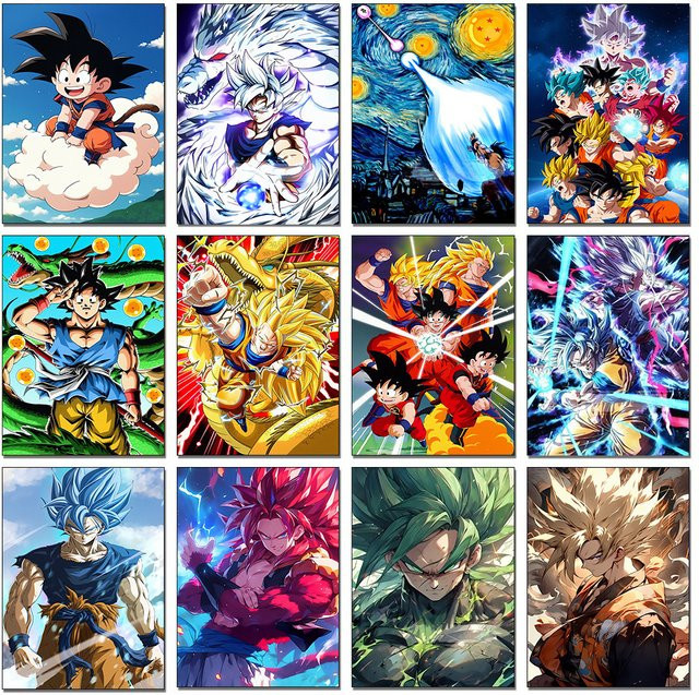 Bandai Japanisches Anime Diamantgemälde Goku Mosaik-Stickbild in Multicolor mit runden Steinen - Bild 1