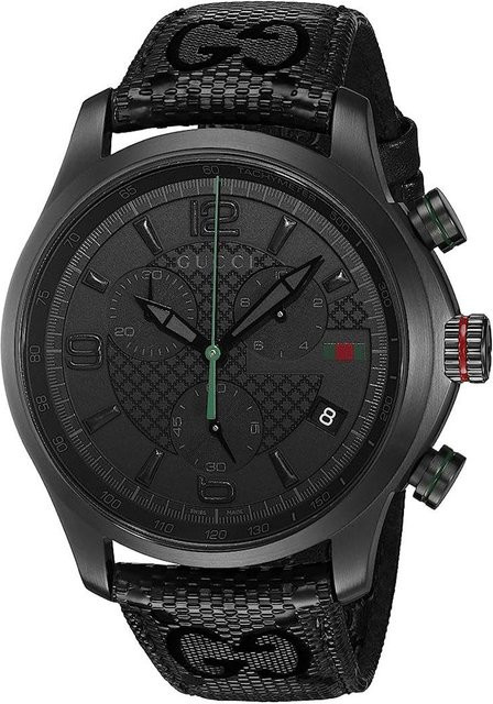 Gucci Chronograph, Quarz, Edelstahl, 44 mm, Leder, Schwarz, Herren - Bild 1