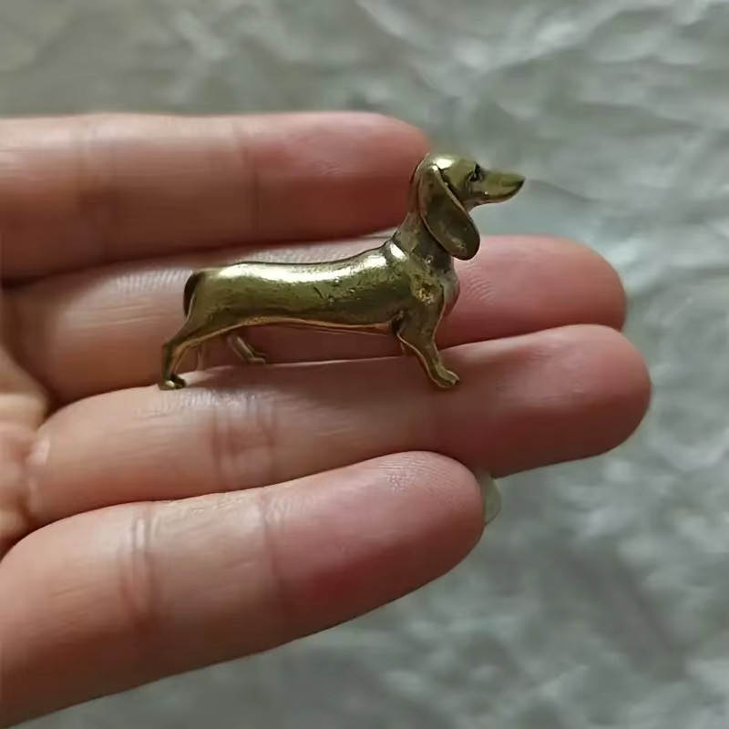 Dekorative Dackel-Statuen aus Messing in Gold für deine Heim- und Arbeitszimmerdekoration - Bild 5