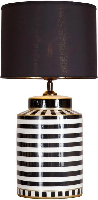 PR Home Gatsby Tischleuchte im Art-déco-Stil aus Keramik, Schwarz-Gold, B/T/H: 25 x 48 x 48 cm - Bild 1