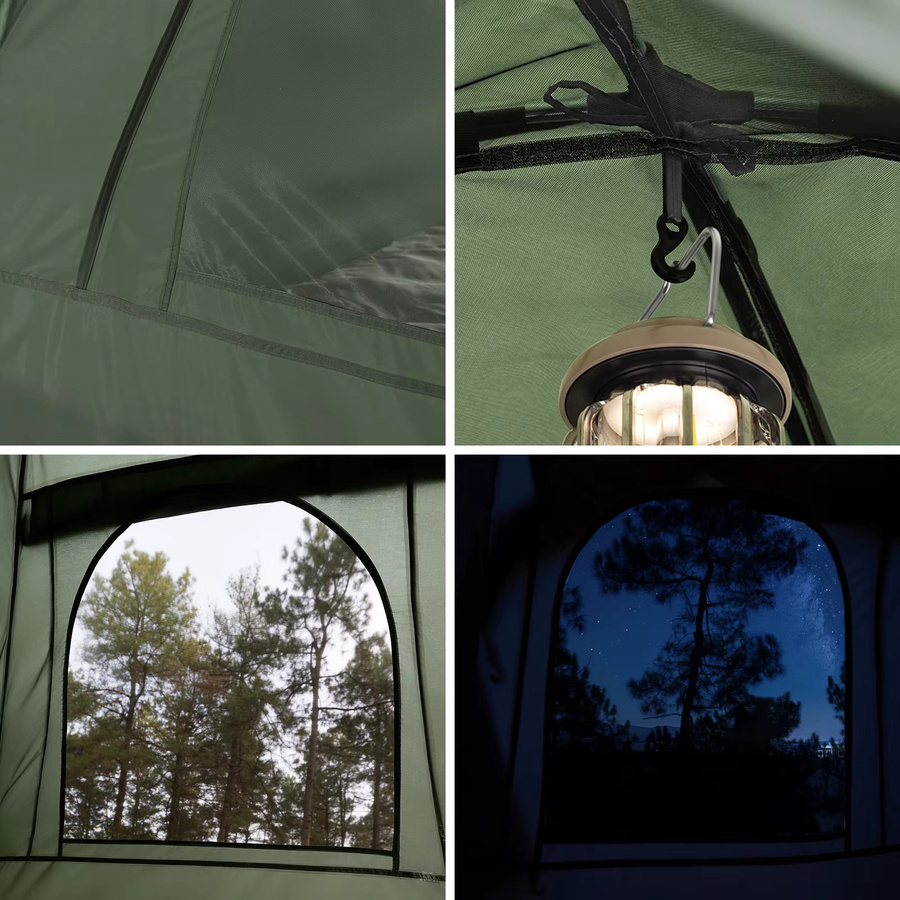 SoBuy 3in1 Campingzelt für 2 Personen mit Lampenhaken und Schuhaufbewahrungstaschen in Grün und Grau, H x B x T: 145 x 193 x 188 cm - Bild 3