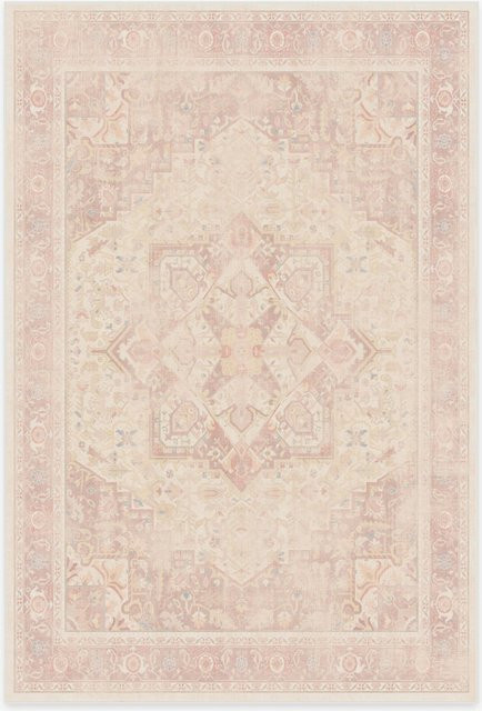 Waschbarer Vintage Teppich Lodestar in Königsrosa mit floralem Design, rutschfest und maschinengefertigt, B/T: 120 x 160 cm - Bild 1