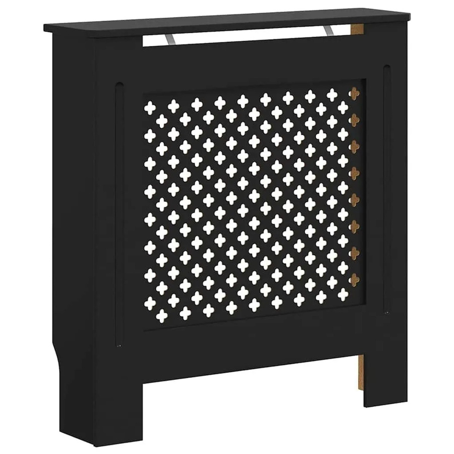 vidaXL Heizkörperverkleidung aus MDF in Schwarz mit modernem Lattenrost-Design, Höhe: 78 cm, Breite: 81,5 cm, Tiefe: 19 cm - Bild 2