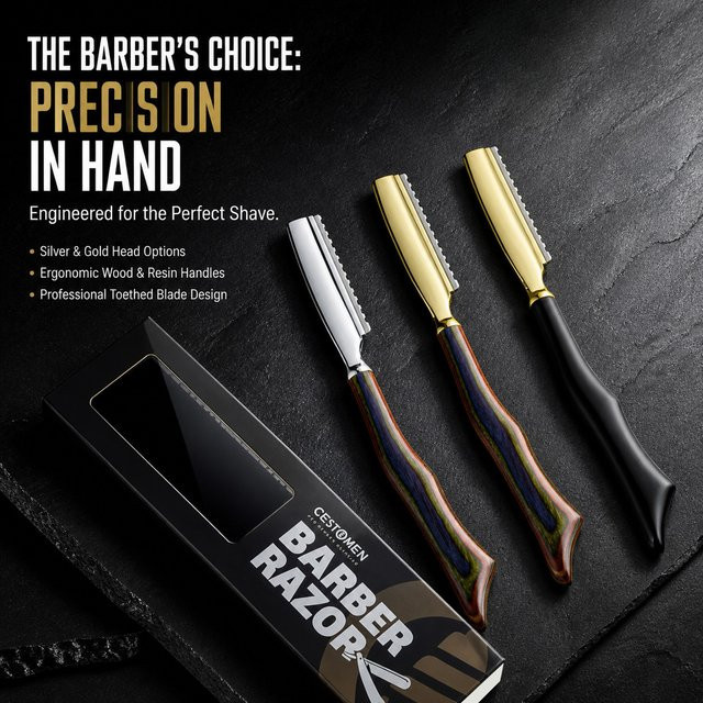 CestoMen Haarschneidemesser, Holzgriff, Unisex - Bild 1