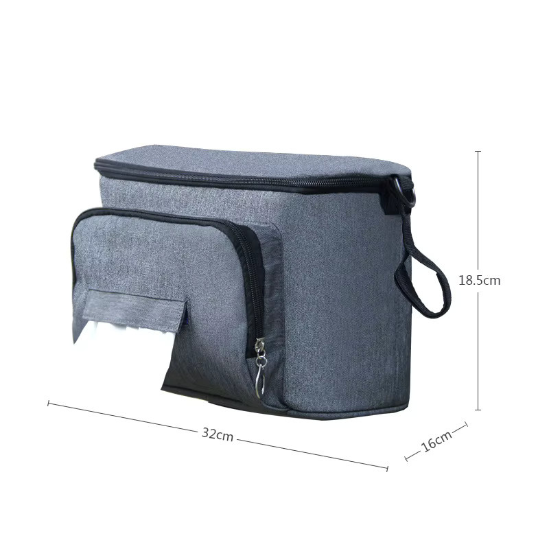 Aufbewahrungstasche für Kinderwagen in Grau mit großem Fassungsvermögen für Flaschen und Windeln - Bild 3