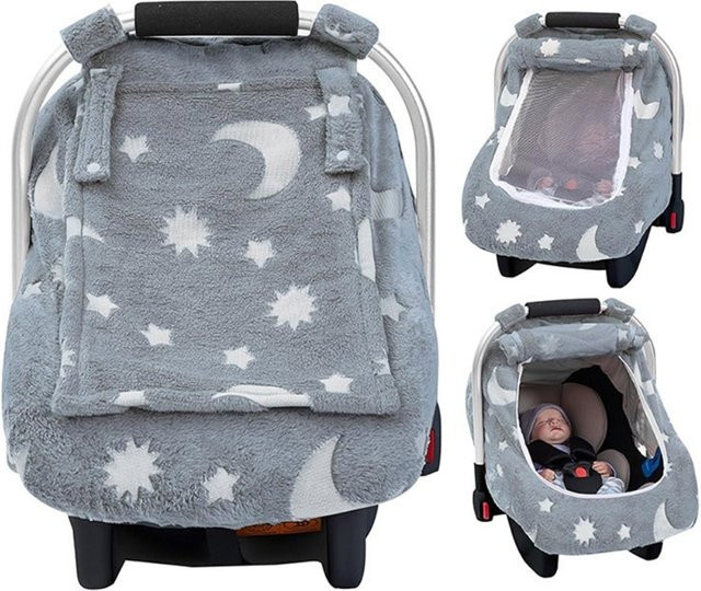 Weicher Flanell Autositzbezug für Babys mit atmungsaktivem Mesh-Fenster und Windschutz in Pink oder Grau - Bild 1