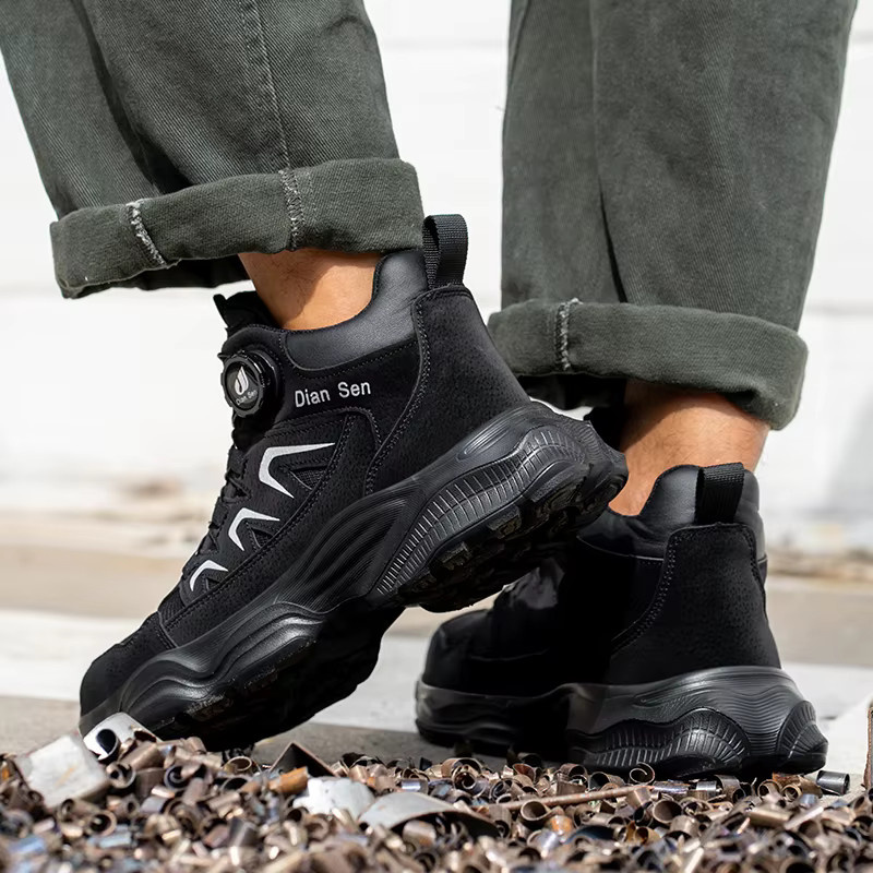 Kankeirr Sicherheitsstiefel für Herren in Schwarz mit Stahlkappe und Drehknopf-Verschluss - Bild 3