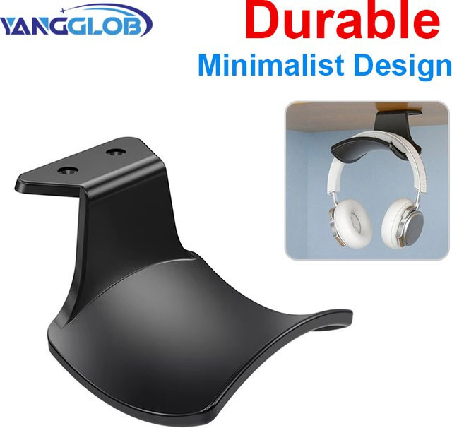 YANGGLOB Kopfhörer-Aufhänger Schwarz, universeller Headset-Halter zur Wandmontage unter dem Schreibtisch mit Rucksack-Haken und Montageoptionen durch Kleber oder Schrauben - Bild 1
