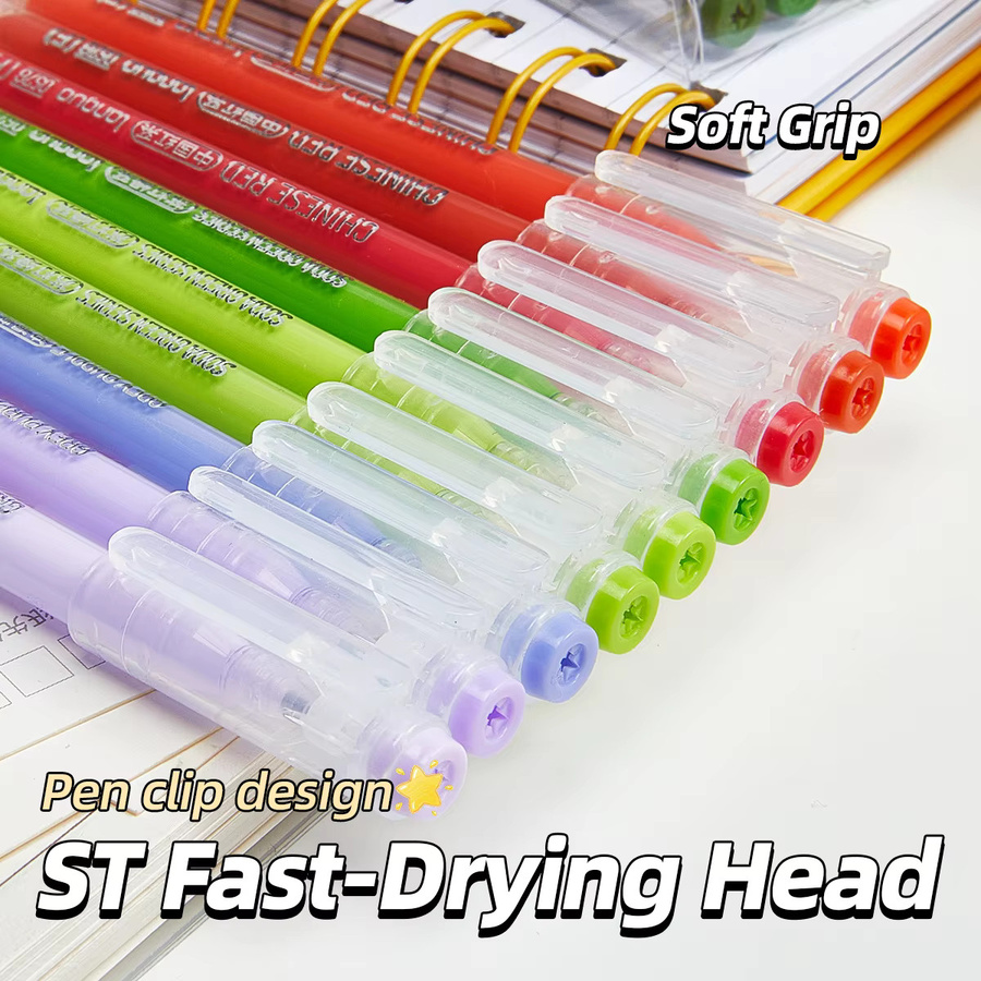 9er Set bunte Gelstifte mit feiner Spitze, 0,5 mm Nadelrohr-Neutralstifte für Journaling in Multicolor - Bild 3