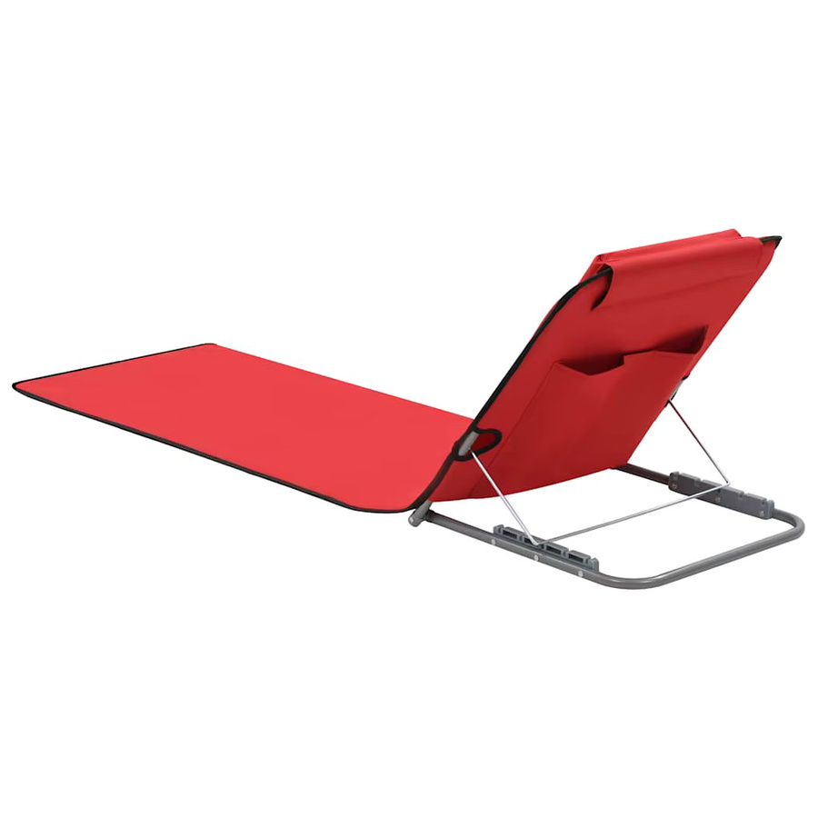 2er-Set VIDAXL Strandmatten aus Stahl und Stoff in Rot, faltbare Chaiselongue mit verstellbarer Kopfstütze für Garten, Terrasse und Pool - Bild 2