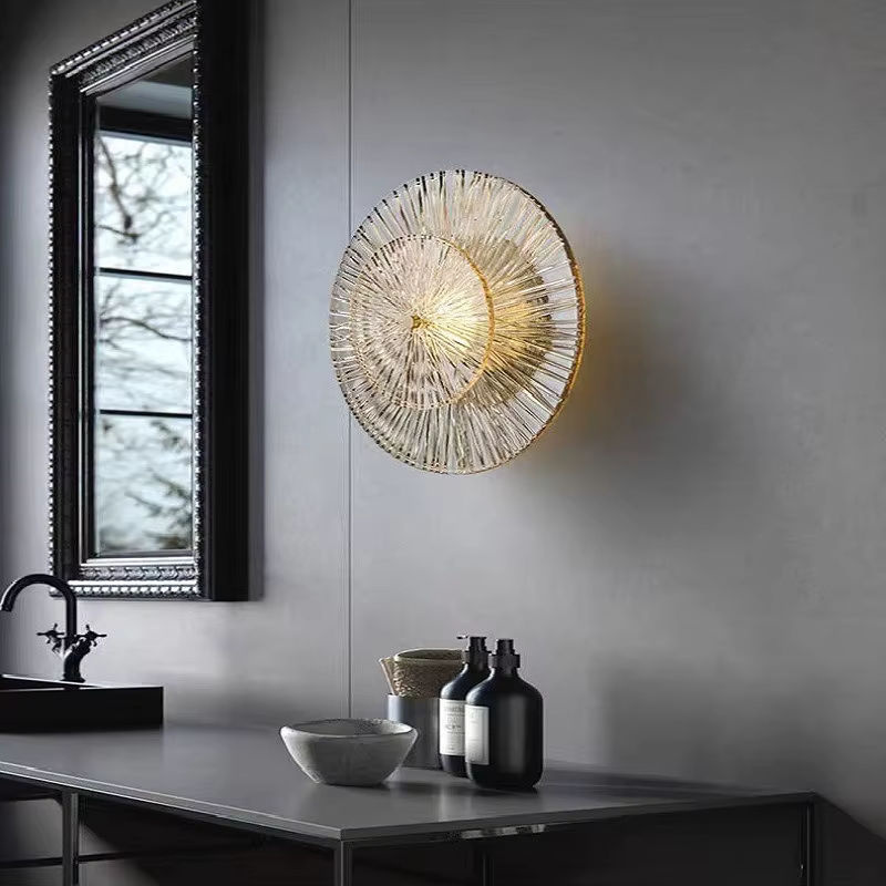 Claeted Lausanne Moderne Wandleuchte aus Glas in Gold und Transparent für Wohnzimmer, Schlafzimmer und Flur - Bild 5