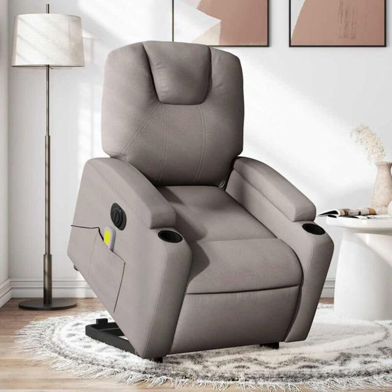 Elektrischer Massagesessel mit Aufstehhilfe von vidaxl in Taupe meliertem Stoff im modernen Design - Bild 1
