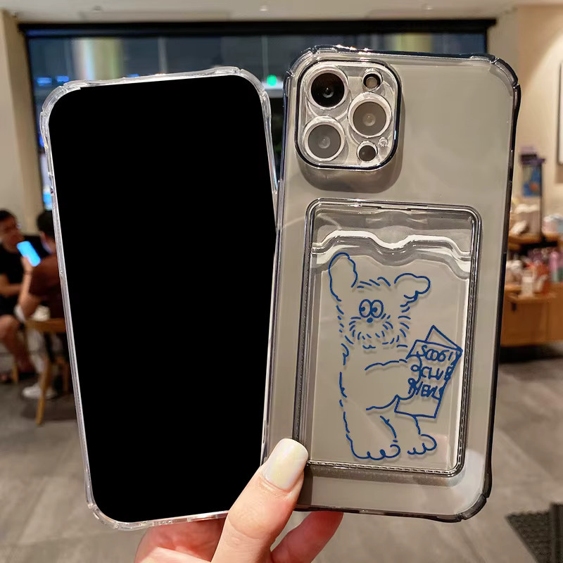 Blue Puppy Stoßfeste TPU-Telefonhülle mit Kartenhalter für iPhone 11 bis iPhone 17 Pro Max, Transparent - Bild 3