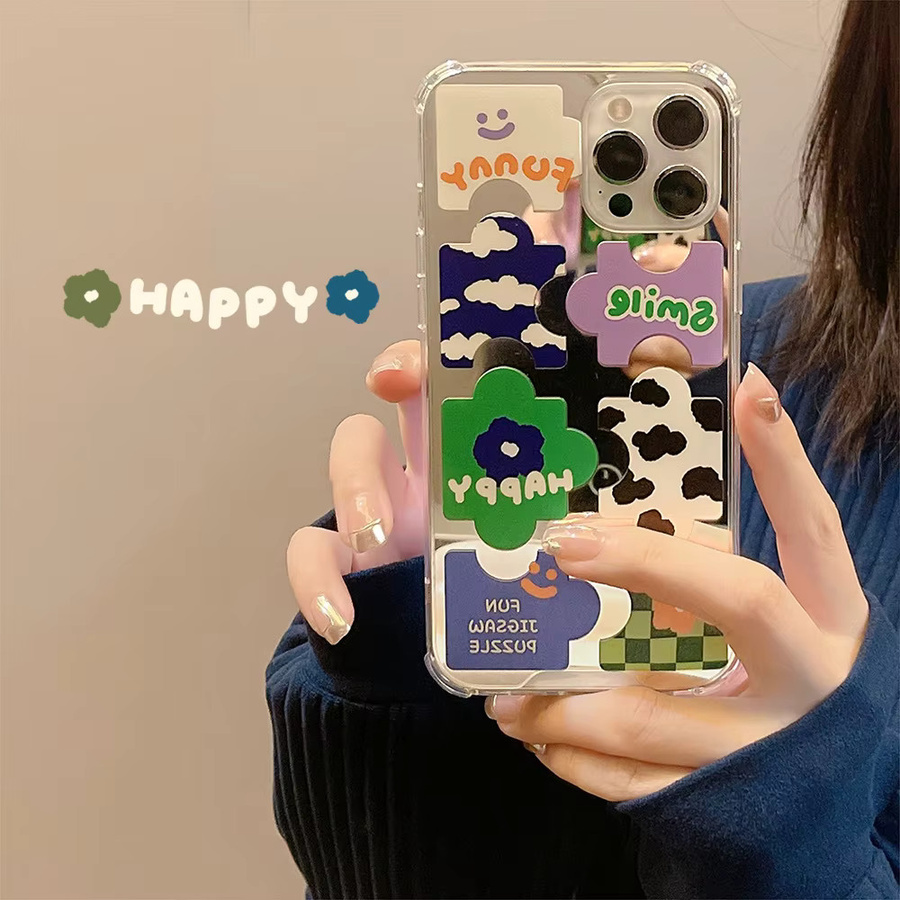 MUQGEW Puzzle Make-up Spiegel Handyhülle für iPhone 11 bis 16 Pro Max Multicolor - Bild 2