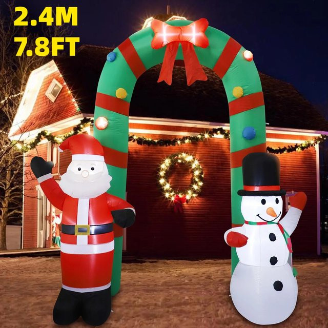 TONGHUANIU Aufblasbarer Weihnachts-Torbogen mit LED-Lichtern, Santa Claus und Schneemann, Mehrfarbig, Höhe: 240 cm - Bild 1