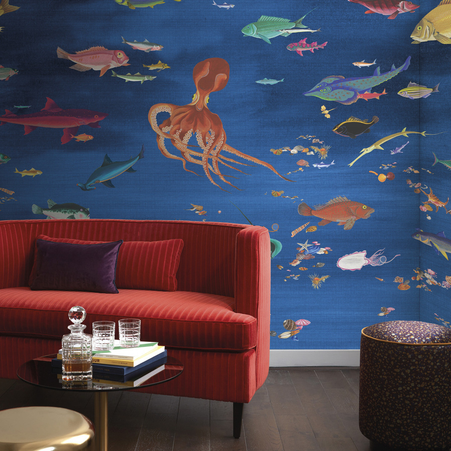Nobilis Mural Ito GRD112 Wandtattoo in Blau mit maritimem abstraktem Textildesign - Bild 1