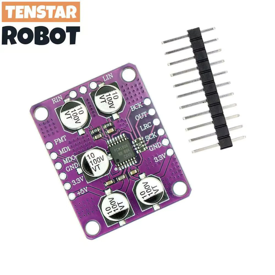 TENSTAR PCM1808 Audio Stereo ADC Decoder Modul mit 24bit und 105dB SNR in Lila - Bild 3