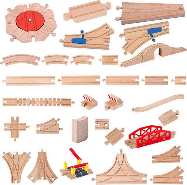 Holzschiene Zubehör Kombination, Universal Schiene, Buchenholz, Eisenbahn Zug Gleis Spielzeug - Bild 1
