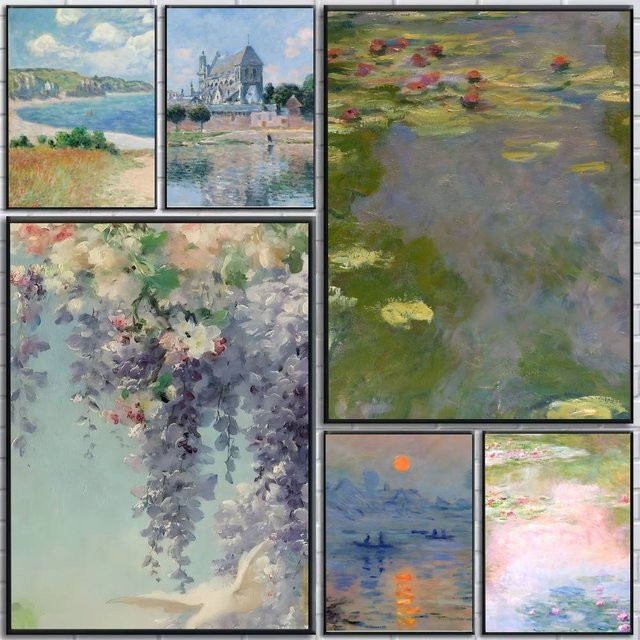 Hot Art Anime C-Claude M-Monet Poster Selbstklebender Papierdruck mit Blumen Motiv in Mehrfarbig - Bild 1