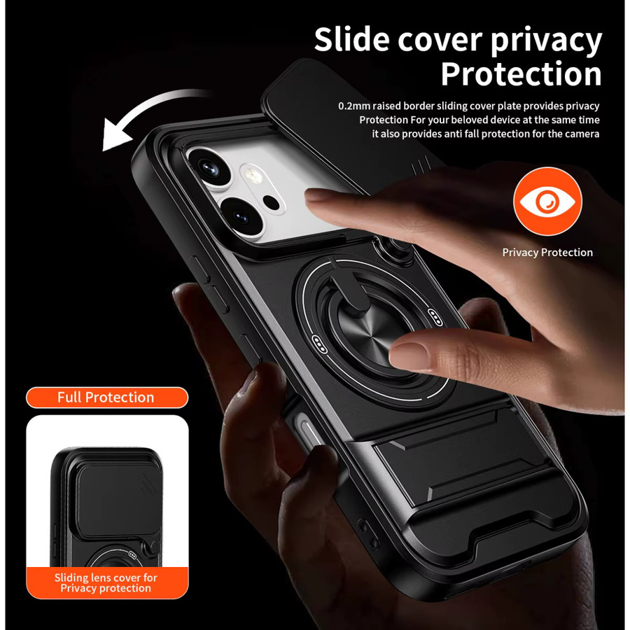 Magnetische Handyhülle für Honor 600 Pro und Honor 600 Lite mit drehbarem Kameraschutzring, Ständer und stoßfestem Schutz in Schwarz oder Silber - Bild 5